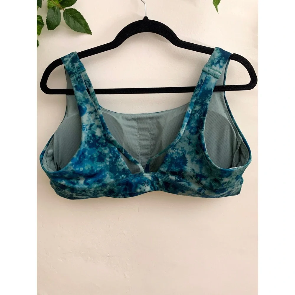 Athleta Exhale Printed Blue Tie Dye Bra Size 1X‎